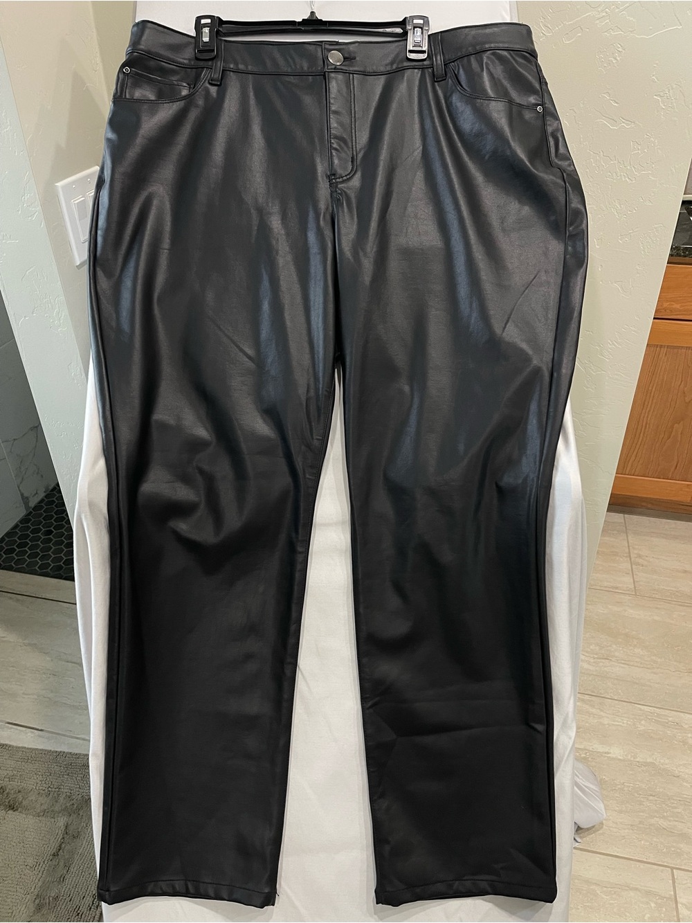 Women's Black Faux Leather Jeans